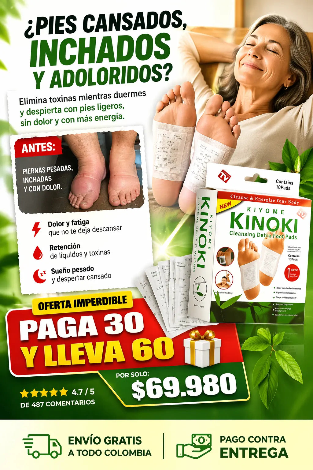 ✨Parche Kinoki 🌙Una sola noche y sentirás el cambio en todo tu cuerpo💚
