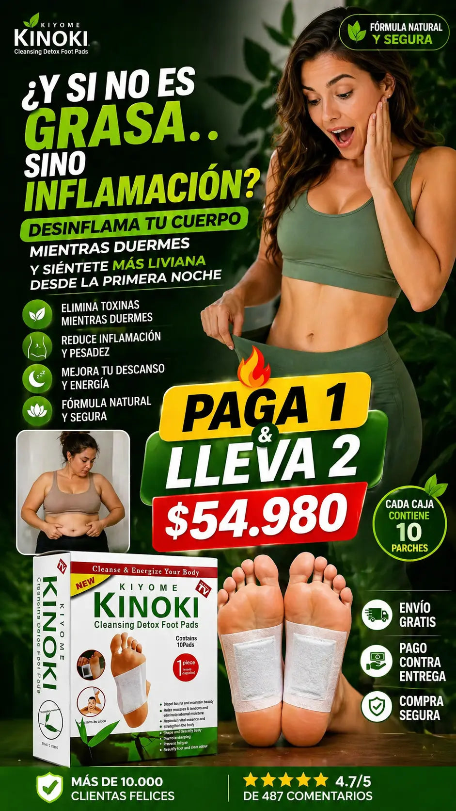 🌙Parche Kinoki 💚Recupera la Ligereza y Desinflama tu Cuerpo… ✨¡Todo Mientras Duermes!