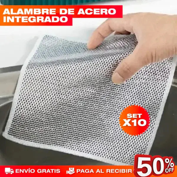 ✨Set X10 Paños Mágicos Con Acero Inoxidable 🚫🧽
