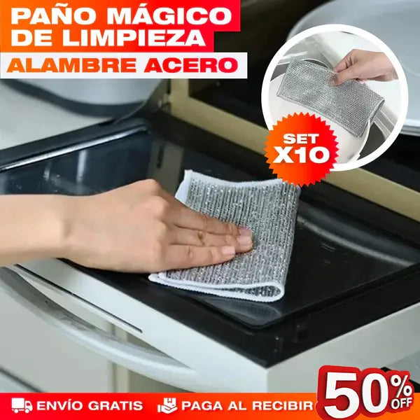 ✨Set X10 Paños Mágicos Con Acero Inoxidable 🚫🧽