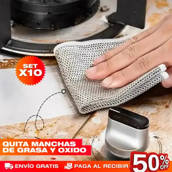 ✨Set X10 Paños Mágicos Con Acero Inoxidable 🚫🧽