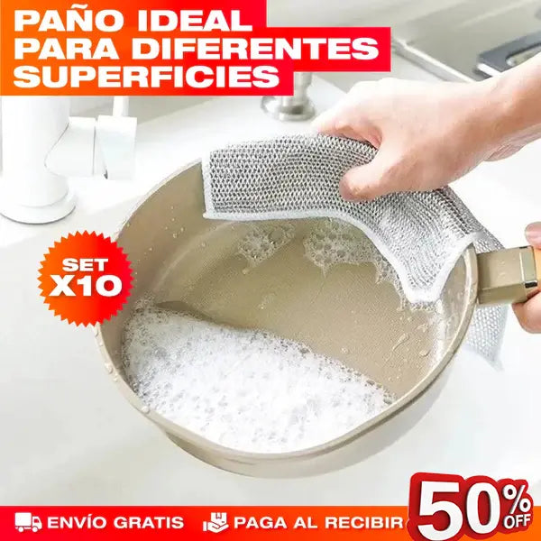 ✨Set X10 Paños Mágicos Con Acero Inoxidable 🚫🧽